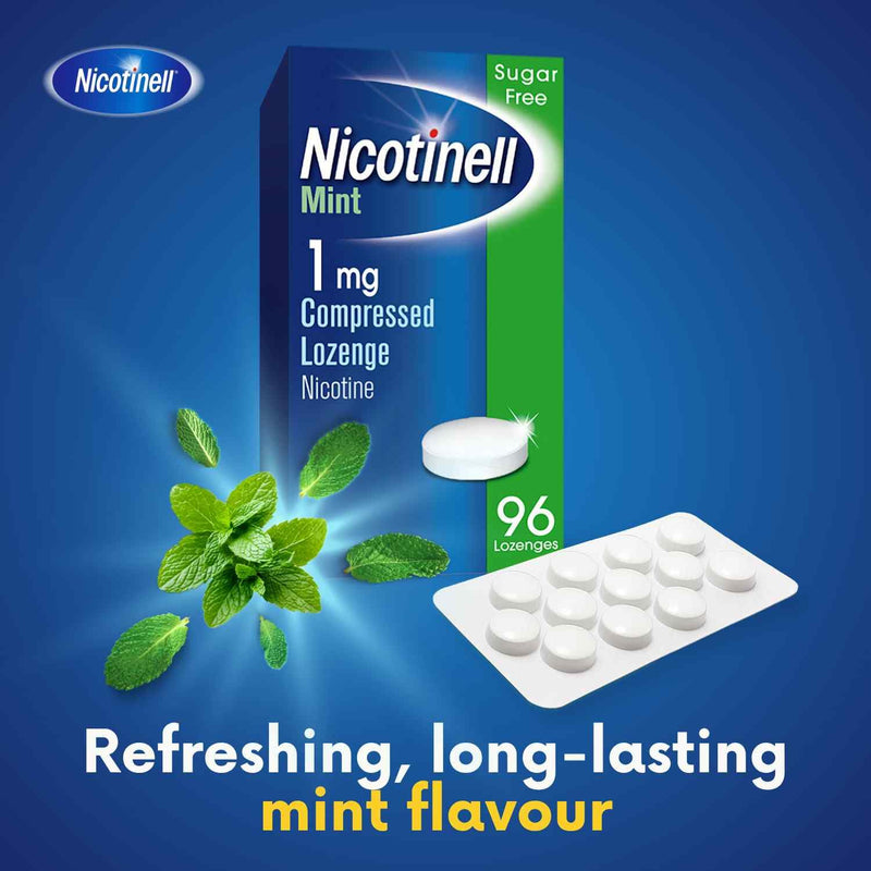 Nicotinell Mint Lozenge 1mg (144 Lozenges), Stop Smoking Aid, Sugar Free Nicotine Lozenges, Fresh Mint Flavour, 1mg Regular Strength for Light Smokers, Quit Smoking Aid
