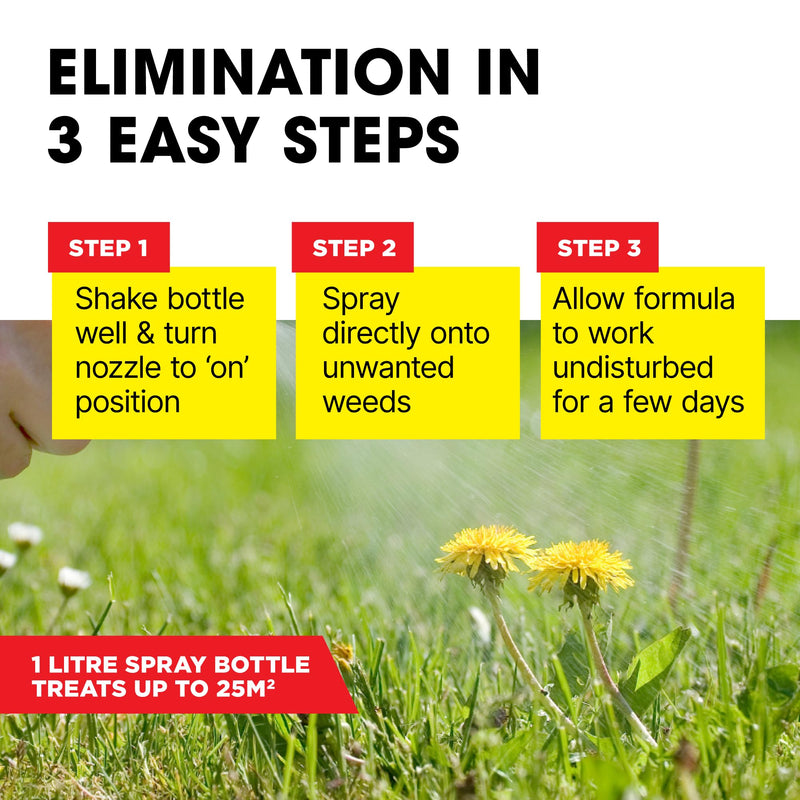 Doff Lawn Weedkiller Spray Bottle Specially Formulated Ready to Use, 1 x Doff Lawn Weedkiller 1L