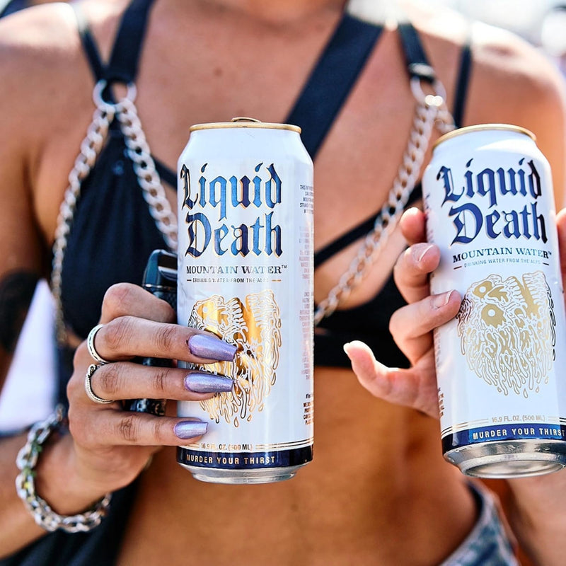 Liquid Death Still Drinking Water - Pack of 24 Cans x 500ml Drinking Mountainwater From The Alps. Canned - Perfect Companion for any Outdoor Activity, Trip Drink or Workout, Gym