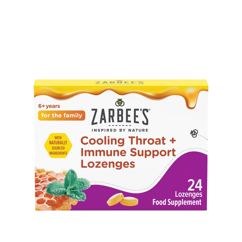 Zarbee’s Cooling Throat + Immune Support Lozenges, Calm and Cool Your Throat with Real Honey and Peppermint Oil Extract. Also Contains Vitamin C and Zinc, No Artificial Colours or Flavours, 36 Count