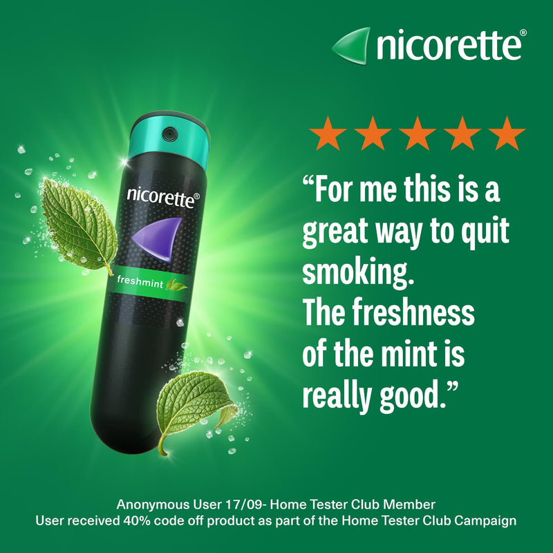Nicorette QuickMist Mouthspray, Freshmint Smoking or Vaping Cessation Aid, Designed to Start reducing Cravings in 30 Seconds (Quit Smoking or Quit Vaping Aid)