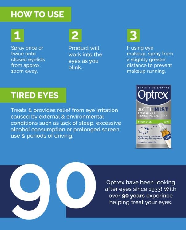 Optrex Actimist 10 ml Eye Spray - Relieves Tired, Strained, Dry Eyes, Reduces Moisture Loss, Provides Fast Cooling and Long-Lasting Relief for Irritations & Inflammations