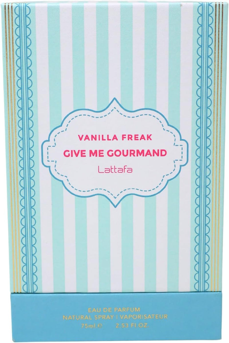 Lattafa Vanilla Freak Eau de Parfum, Give Me Gourmand Collection - Vanilla Caramel Scent, Woody Notes, Spray Form, Unisex Perfume 75ml