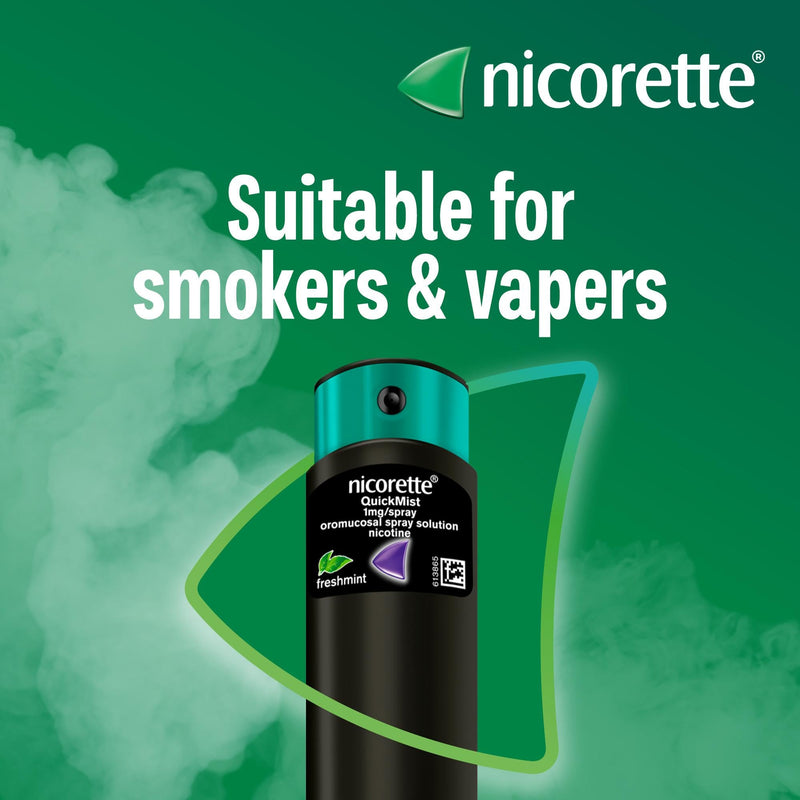 Nicorette QuickMist Mouthspray, Freshmint Smoking or Vaping Cessation Aid, Designed to Start reducing Cravings in 30 Seconds (Quit Smoking or Quit Vaping Aid)