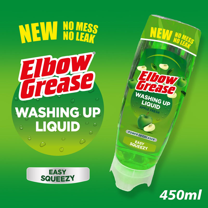 Elbow Grease Stand Up Washing Up Liquid | Power Degreaser - Easy Squeezy | No Mess, No Leaks (Various Scents, 450ml or 700ml)