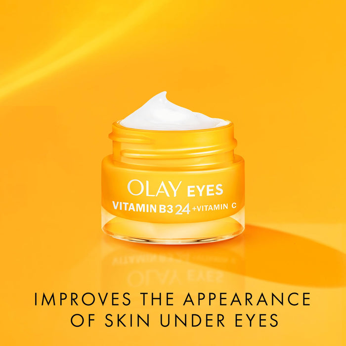 Olay Vitamin B3 24 + Vitamin C Eye Cream With Vitamin B3, Vitamin C & Peptides For Visibly Brighter Skin, 15ml