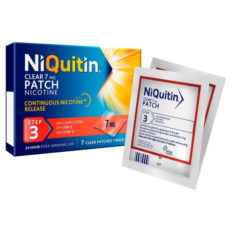 NiQuitin Clear Nicotine Patches Step 3 7mg, Pack of 7 (1 Week)