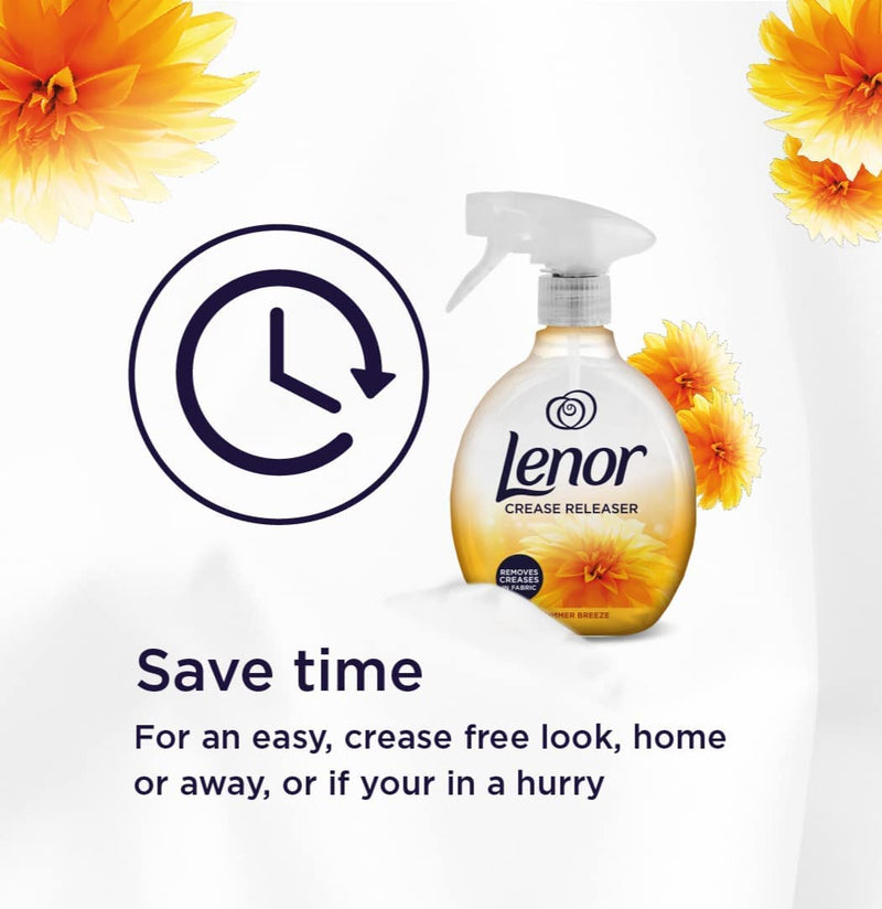 Lenor Crease Releaser Spray, Removes Creases in Fabric, Summer Breeze Scent, 2Pk, 2 x 500ml