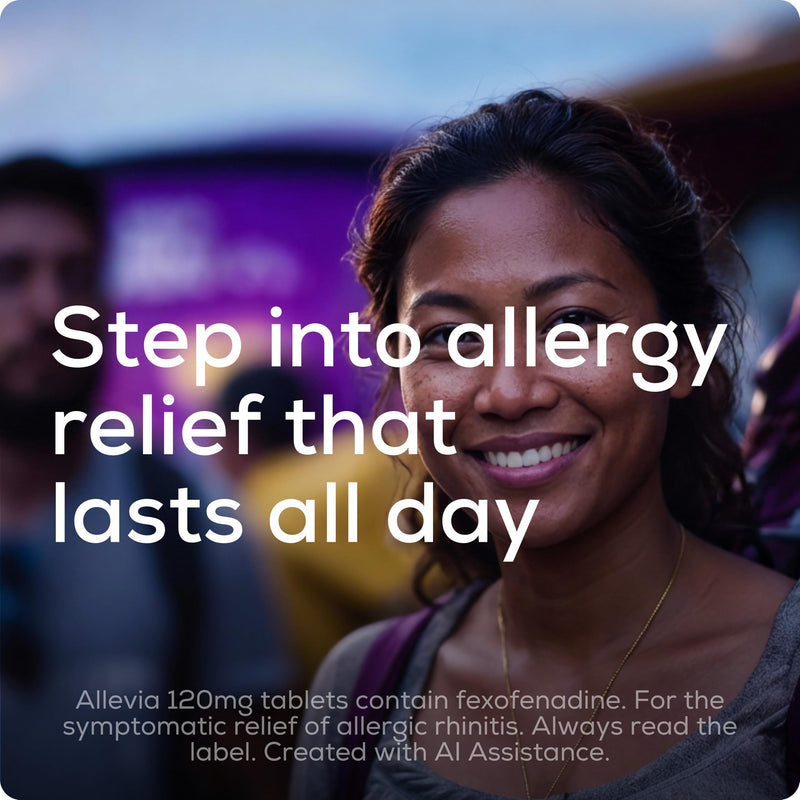Allevia Hayfever Allergy Tablets, Prescription Strength Fexofenadine, 24hr Relief Acts Within 1 Hour, Including Sneezing, Watery Eyes, Itchy and Runny Nose