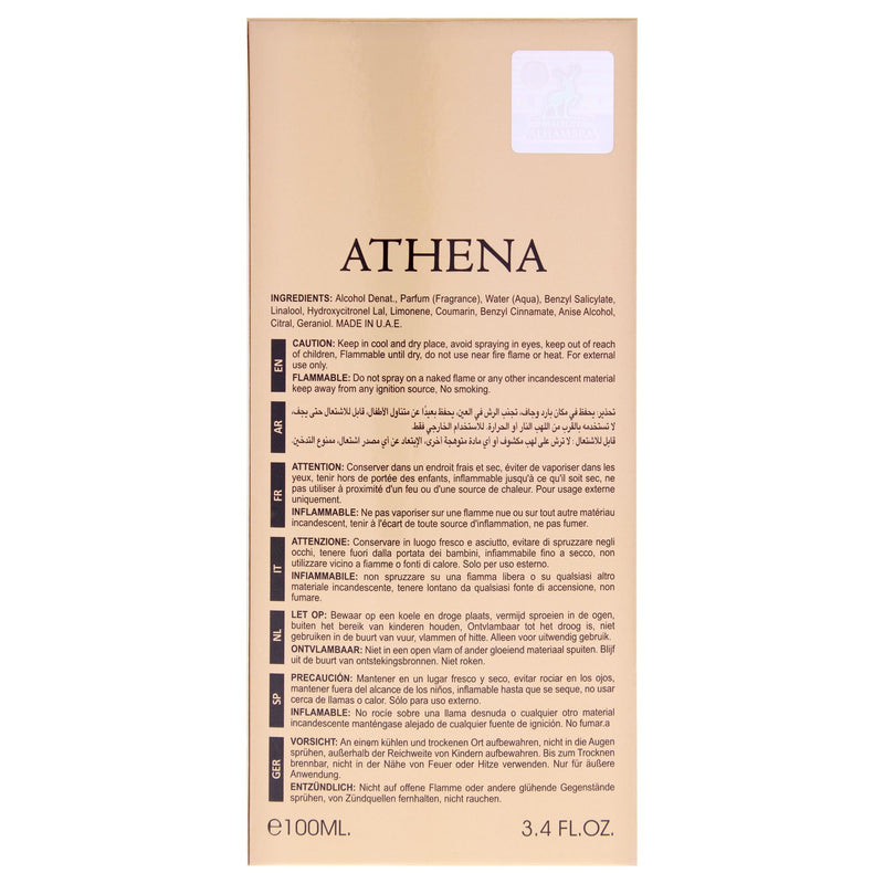 Athena 100ml Eau de Parfum - Amber, Leather, Vanilla, Musk