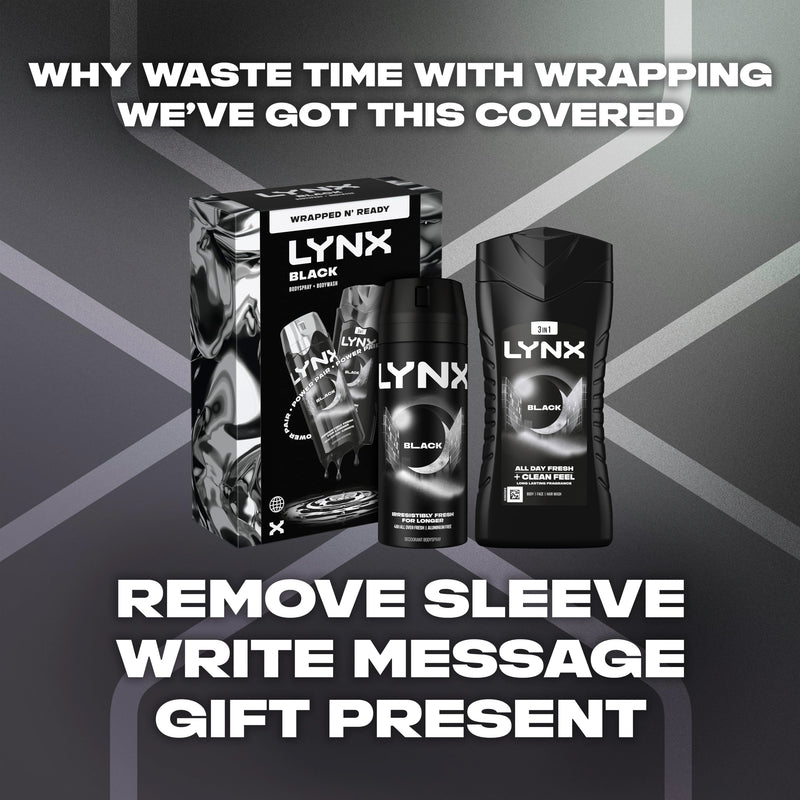 Lynx Black Duo Gift Set with a body wash and a body spray perfect for any occasion 2 piece