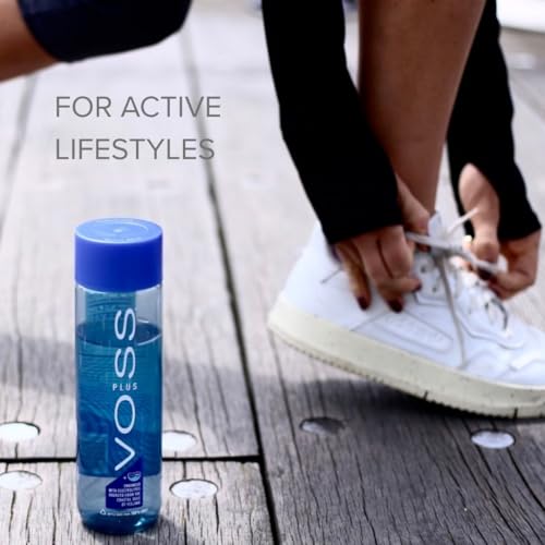 Voss Water, VOSS UK Plus, Artesian Still Water with Aquamin, Minerals and Electrolytes, Bulk pack of 24 x 500 ml