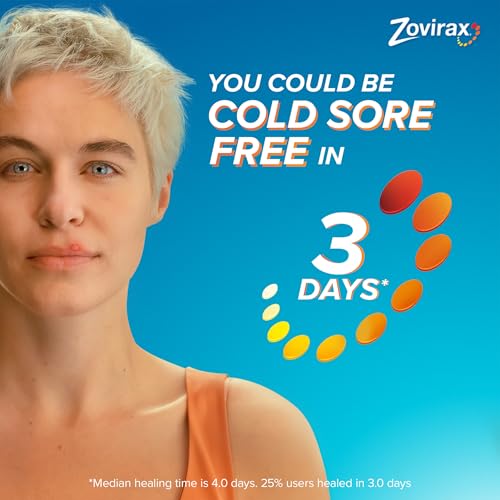 Zovirax Cold Sore Cream for Lips, with Aciclovir, Cold Sore Cream Treatment, Pain Relief, Pump 2g