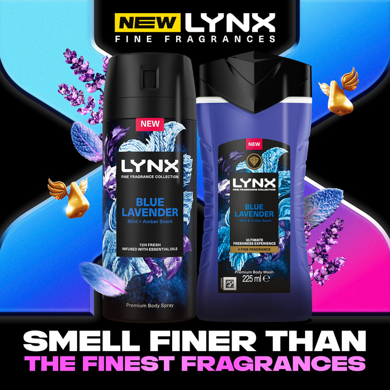 Lynx Blue Lavender Fine Fragrance Duo Gift Set with a body spray and a body wash perfect for any occasion 2 piece