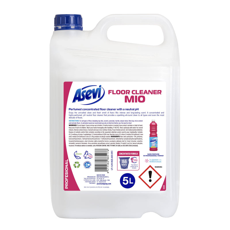 Asevi Concentrated Floor Cleaner Liquid – Fresh and Powerful Cleaning for Laminate, Stone and Hard Surfaces 5L