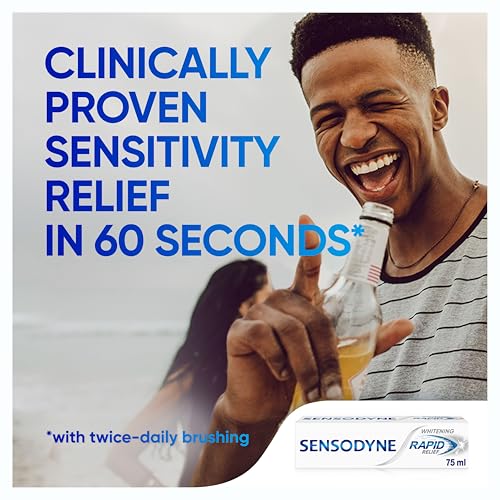 Sensodyne Toothpaste Rapid Relief, Teeth Whitening Toothpaste that Provides Relief from Sensitive Teeth, 75ml
