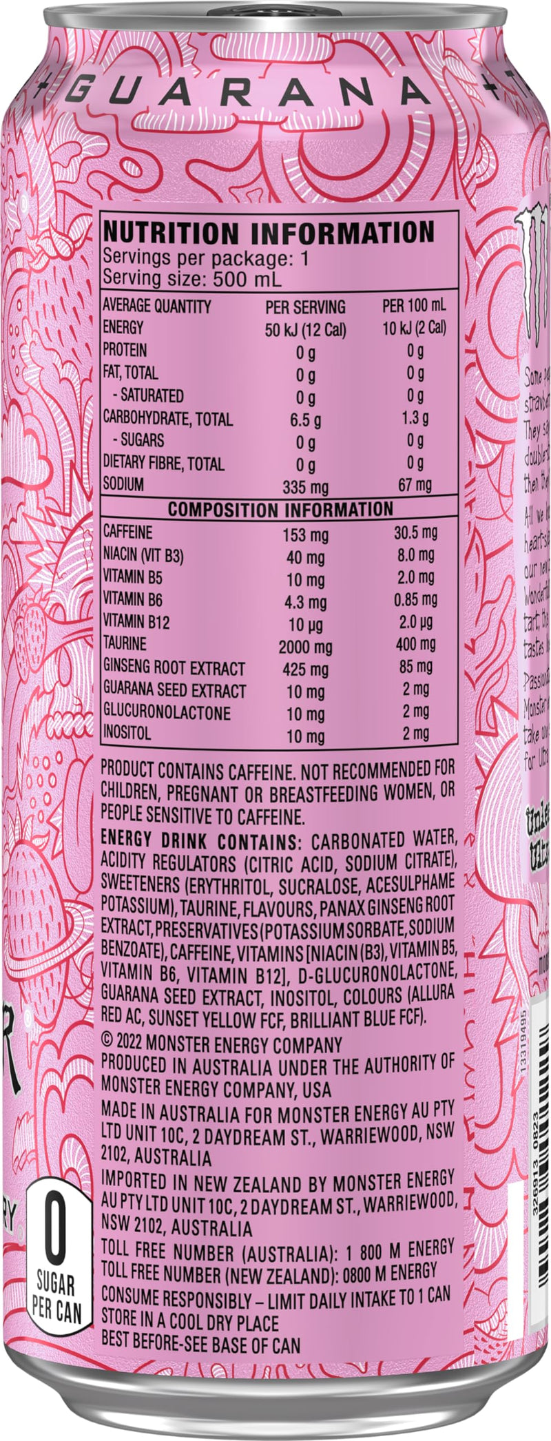 Monster Energy Drink Ultra Strawberry Dreams 24 x 500ml