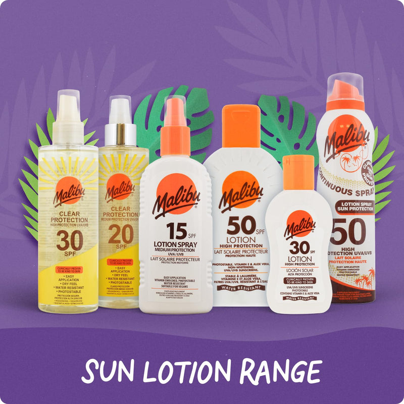 Malibu Protective Sun Lotion SPF12 Waterproof Medium Protection 200 ml