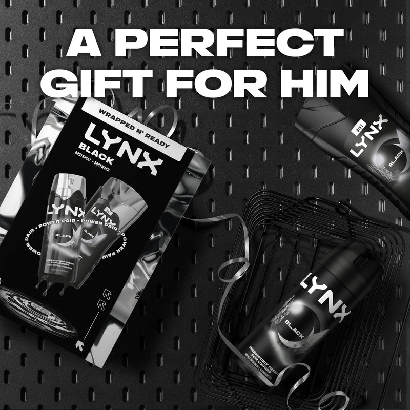 Lynx Black Duo Gift Set with a body wash and a body spray perfect for any occasion 2 piece