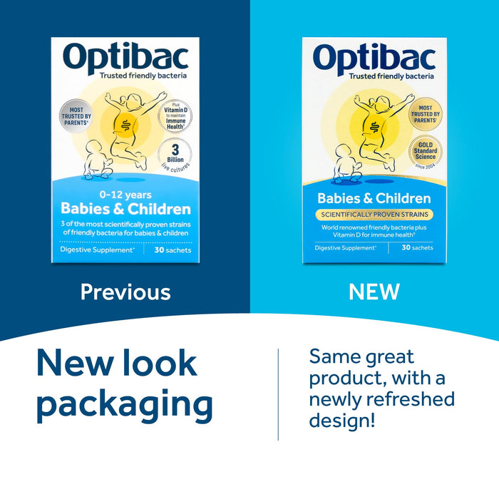 Optibac Probiotics Babies & Children - Probiotic for Immune System Support with Vitamin D Booster & 3 Billion Bacterial Cultures - 30 Sachets