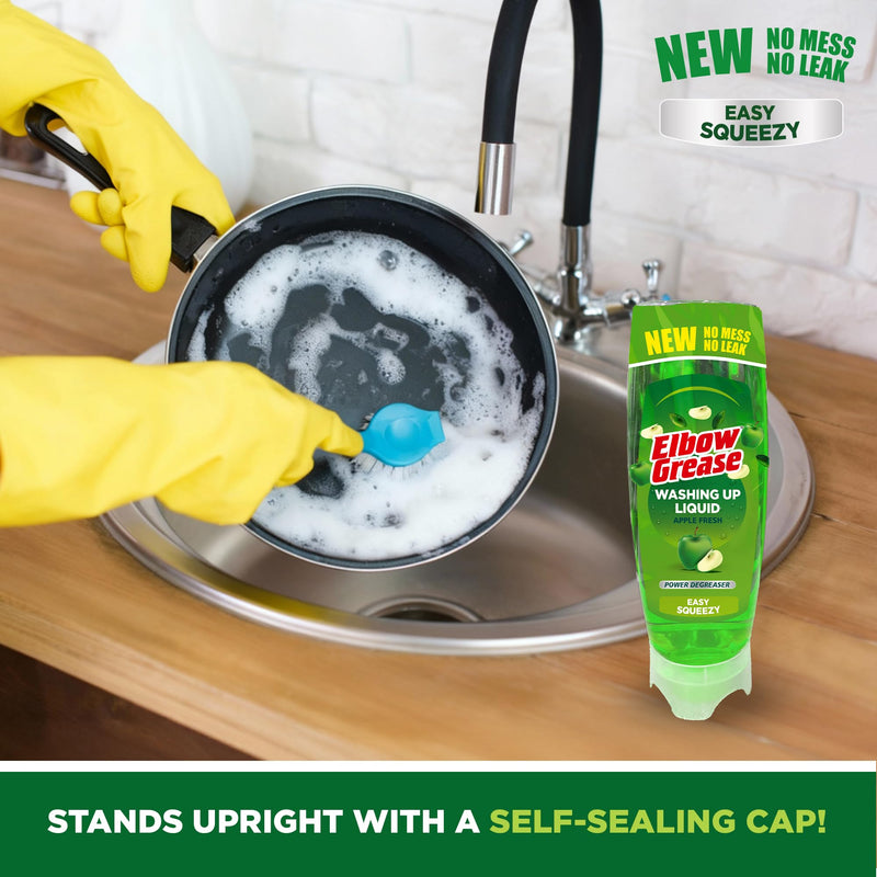 Elbow Grease Stand Up Washing Up Liquid | Power Degreaser - Easy Squeezy | No Mess, No Leaks (Various Scents, 450ml or 700ml)