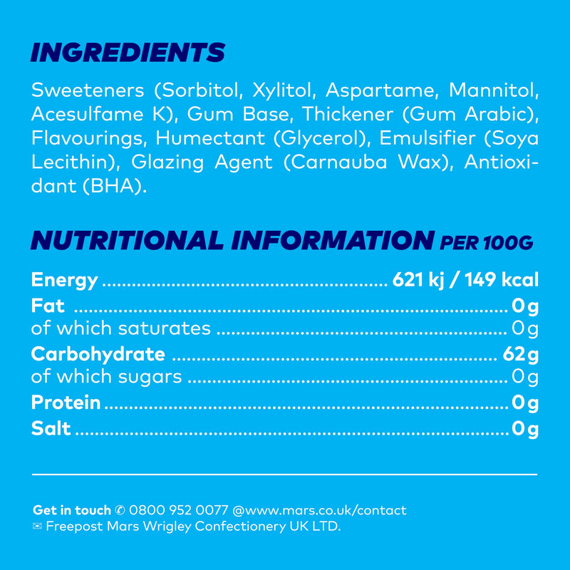 Wrigley's Extra Ice Spearmint Chewing Gum Sugar Free 10 Pieces - 30 Pack