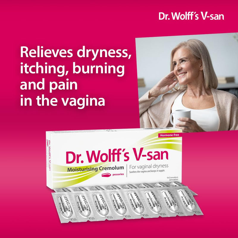 Dr. Wolff's V-san Moisturising Cremolum 16pcs | Against Vaginal Dryness Hormone Free