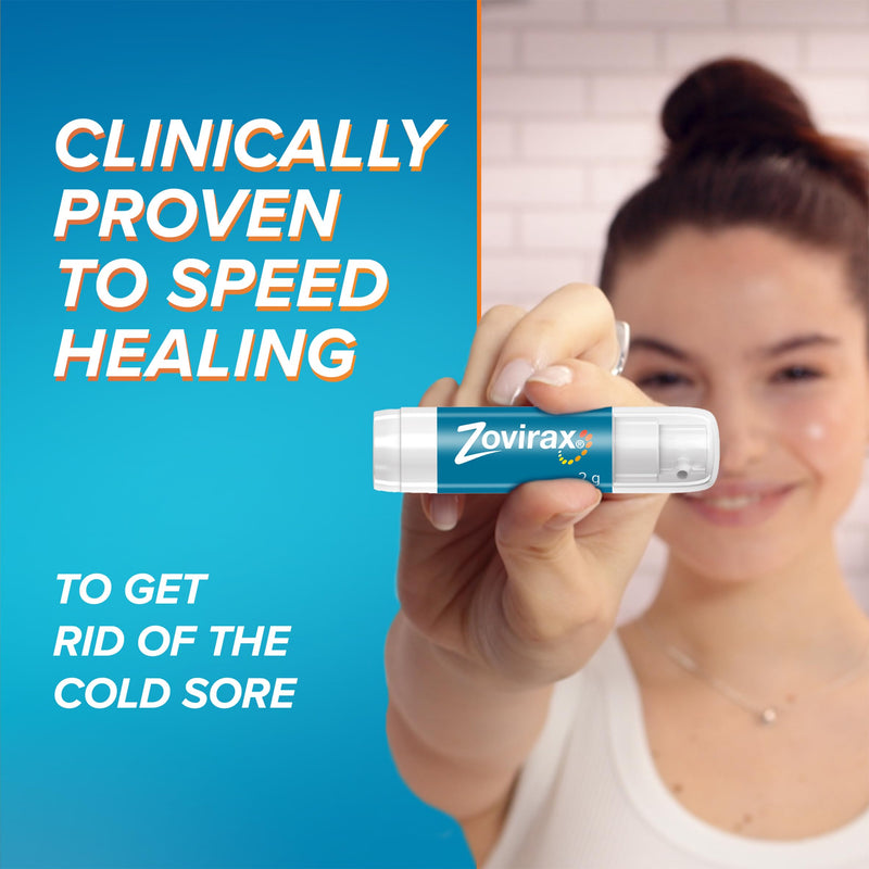 Zovirax Cold Sore Cream for Lips, with Aciclovir, Cold Sore Cream Treatment, Pain Relief, Pump 2g