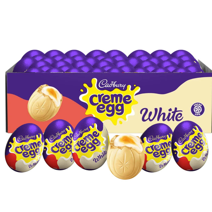 Cadbury Creme Egg - Easter Eggs White Chocolate, Cadburys Creme Eggs, With Cadbury White Creme Eggs - 48 White Creme Egg, Cadbury Eggs For Easter Egg Hunt, Kids Easter Eggs (48 x White Creme Eggs)