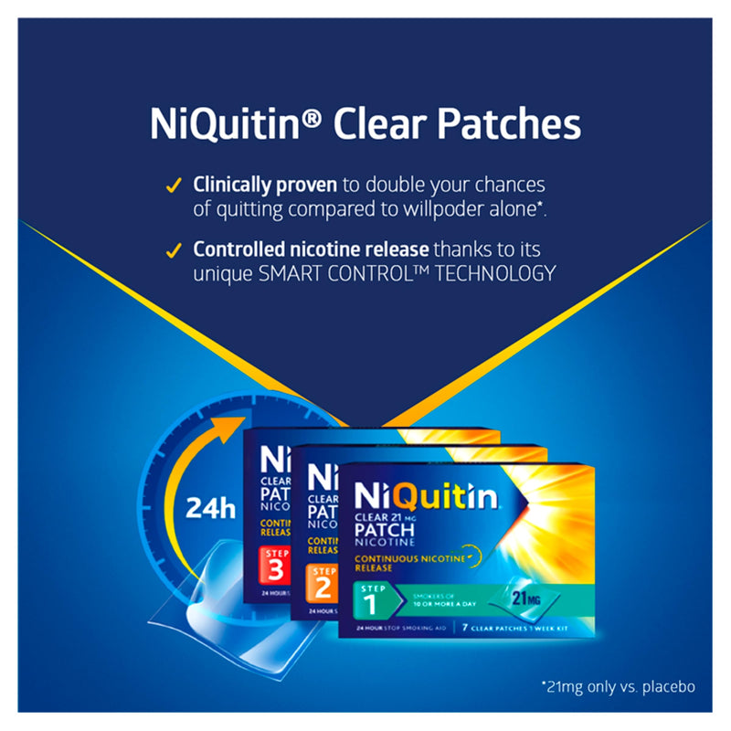 NiQuitin Clear Nicotine Patches Step 3 7mg, Pack of 7 (1 Week)