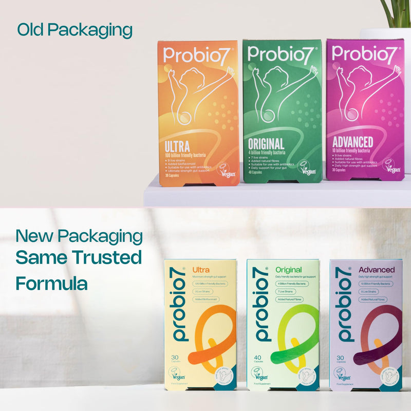 Probio7 Probiotics Advanced | 9 Live Strains | 10 Billion CFU, Saccharomyces Boulardii + 2 Types of Fibre | Gut Health Supplements, Probiotics for Gut Health