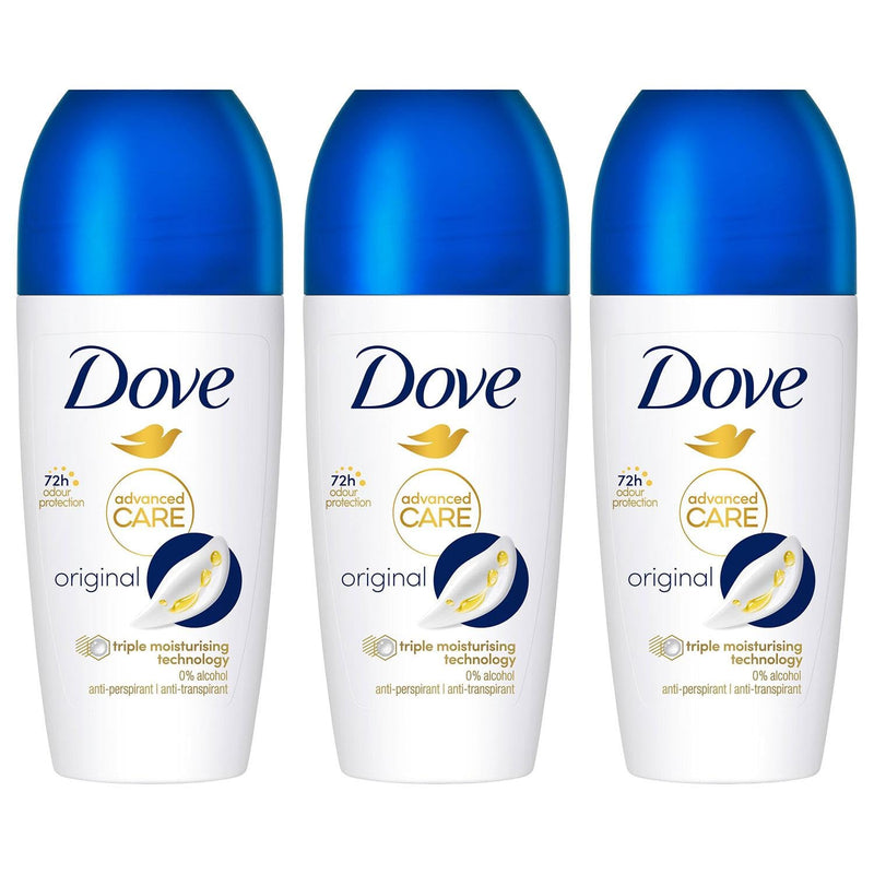 Dove Deodorant Roll On Advance Care Go Fresh Original 72H Odour Protection Anti-Transpirant and Anti-Perspirant for Women with Triple Moisturising Technology, 50ml