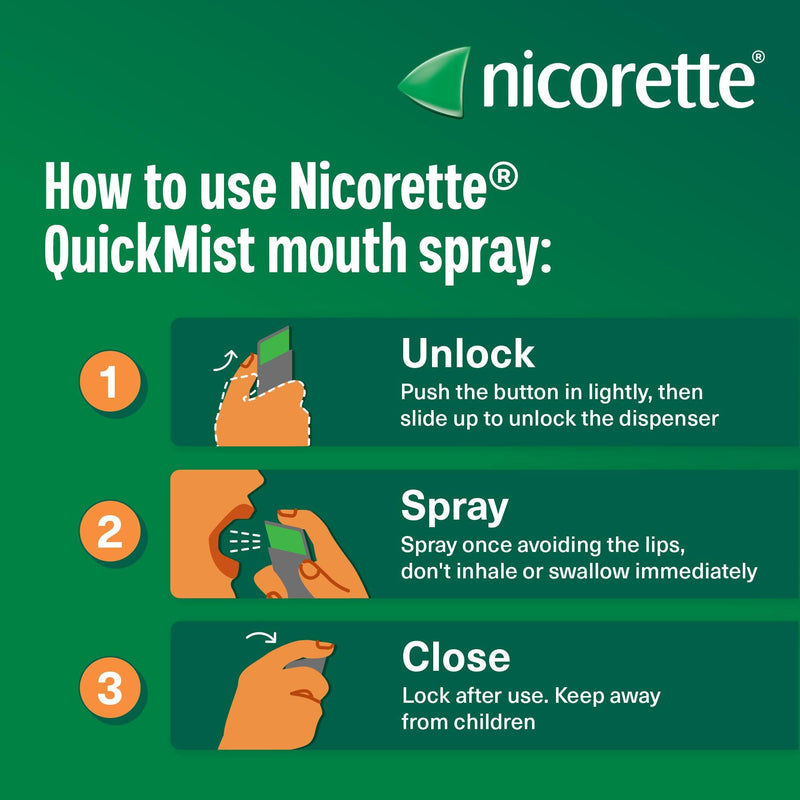 Nicorette QuickMist Mouthspray, Freshmint Smoking or Vaping Cessation Aid, Designed to Start reducing Cravings in 30 Seconds (Quit Smoking or Quit Vaping Aid)