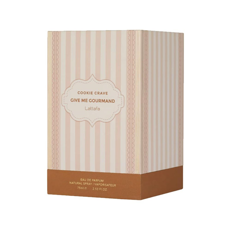 Lattafa Cookie Crave Eau de Parfum, Give Me Gourmand Collection - Sweet Vanilla Cookie Scent, Cocoa Butter and Sugar Notes, Spray Form, Unisex Perfume 75ml