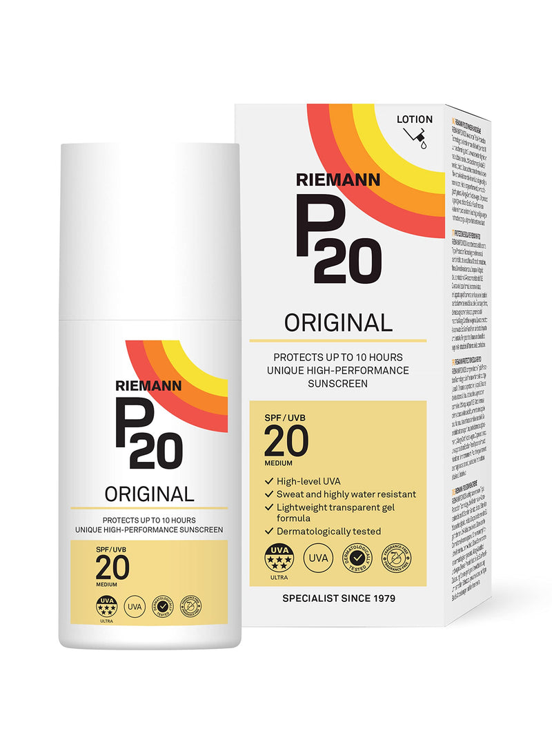 RIEMANN P20 Original Lotion Advanced Sunscreen Protection High Performance Triple + Sweat Resistance Protects up to 10 Hours UVA Very Water Resistant Medium Level