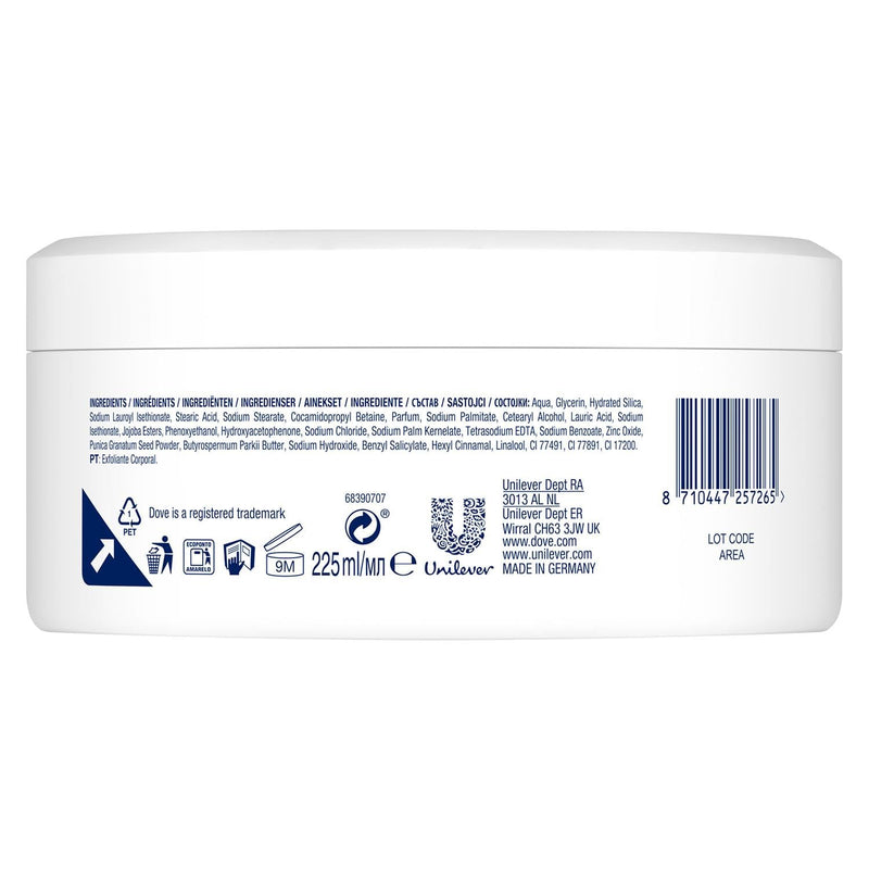 Dove Cream Shower Gel Peeling Pomegranate & Shea Butter, Pack of 4 (4 x 225 ml)