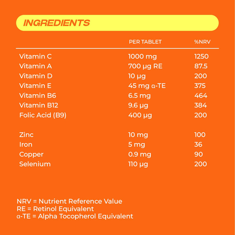 Berocca Immuno Effervescent Tablets, 11 Vitamins & Minerals, 30 Tablets