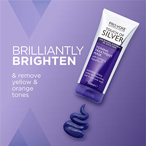 PROVOKE Touch of Silver Toning Treatment Mask 200ml | Purple Conditioner for Blonde, Platinum, White or Grey Hair | Purple Shampoo Alternative to Banish Brassy Tones, packaging may vary