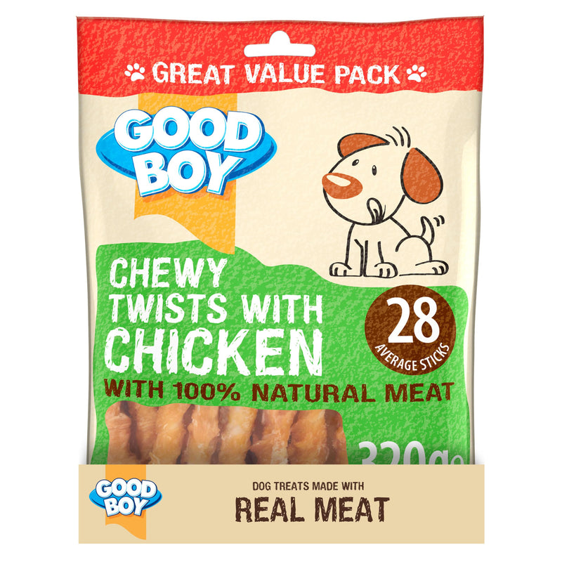 Good Boy - Chewy Twists With Chicken - Made With 100% Natural Chicken Breast Meat - 320 Grams - Gluten Free Dog Treats (Case of 5)