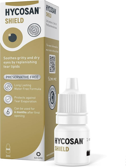 Hycosan Shield eye drops - Preservative free - NEW - 3ml Long Expiry