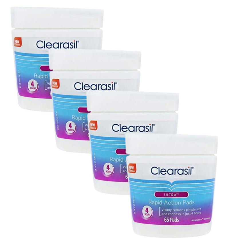 Clearsil 4-In-1Ultra Rapid Action Face Wipe Pads 65, For Acne Prone Skin, Unblock Pores, Dermatologist tested, Everyday Spot Prevention, 65's (Pack Of 4) cleanse, exfoliates, helps clear spots fast