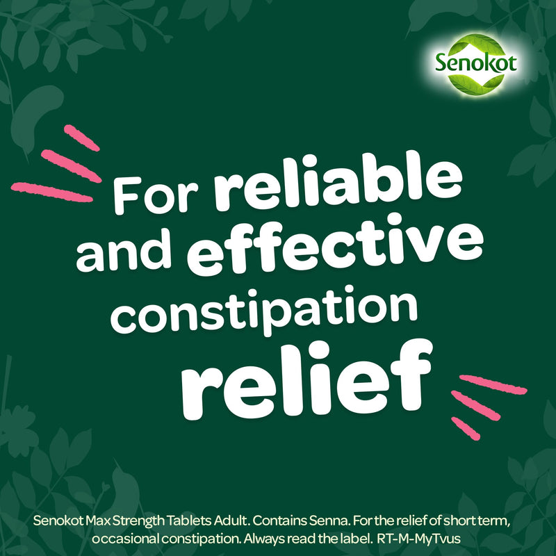Senokot Strength Max Tablets Adults, Senna Fruit, 10 Count, Constipation Relief for Adults, Dual Action Laxative, Double Action Constipation Relief, Effective Overnight