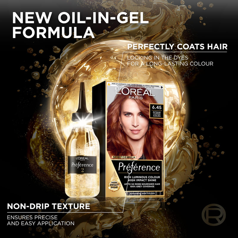 L'Oreal Paris Preference Hair Dye, Long Lasting, Luminous Permanent Hair Colour, 6.45, Brooklyn