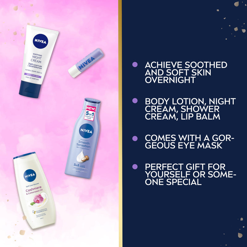 NIVEA Gift Set (4 Products), Women's Gift Set with Skincare Essentials, Includes Body Lotion, Face Mask, Face Wash, and Day Cream