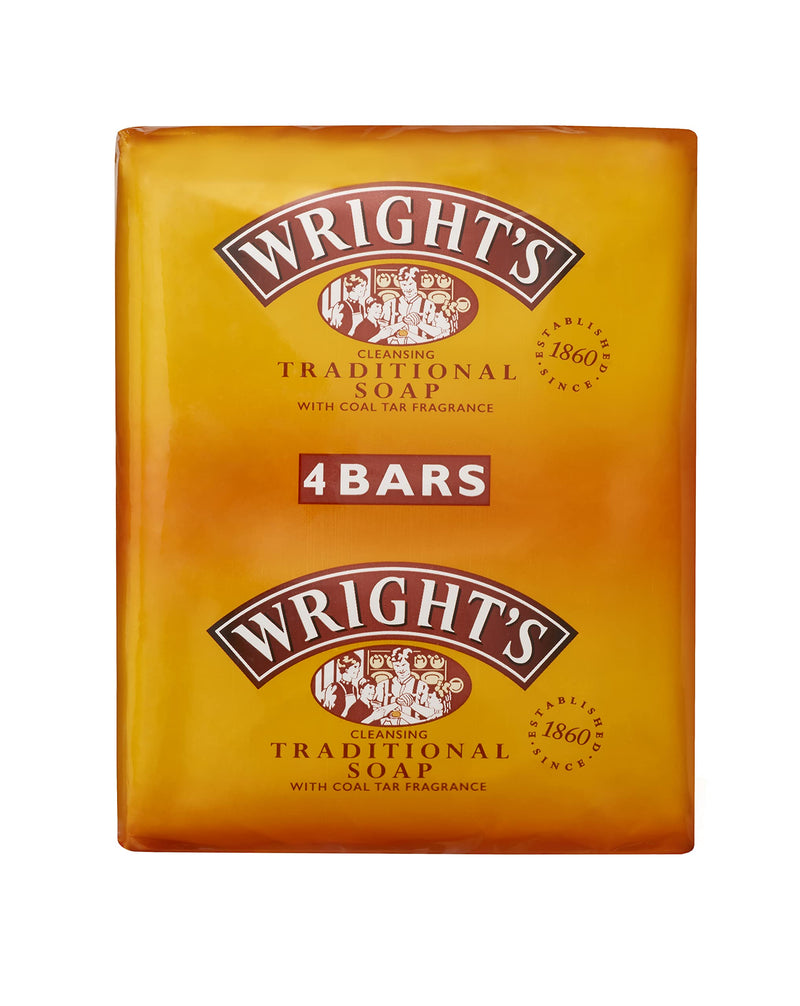 Wrights Traditional Soap with Coal Tar Fragrance 125g pack of 4