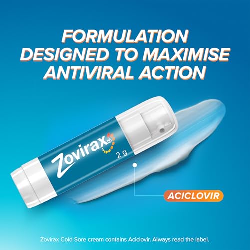 Zovirax Cold Sore Cream for Lips, with Aciclovir, Cold Sore Cream Treatment, Pain Relief, Pump 2g