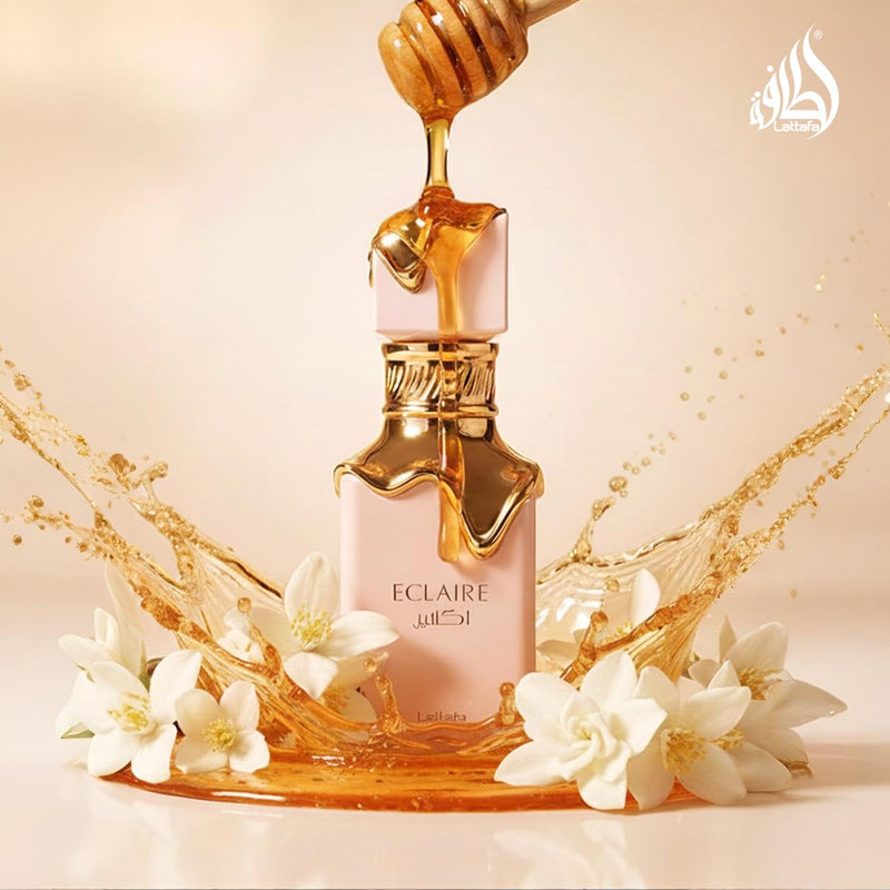 Lattafa Eclaire Eau de Parfum 100ml for Women - Long Lasting Soft Sweet Musk Perfume with Caramel, Milk, Sugar, White Flowers, Honey, Vanilla & Musk