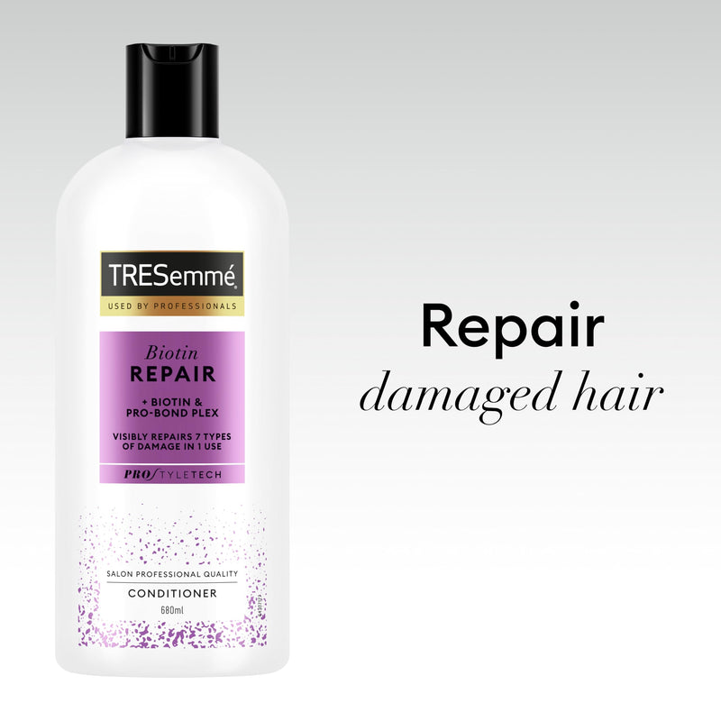 TRESemme Biotin Repair Conditioner visibly repairs 7 types of damage in 1 use for dry, damaged hair 680 ml