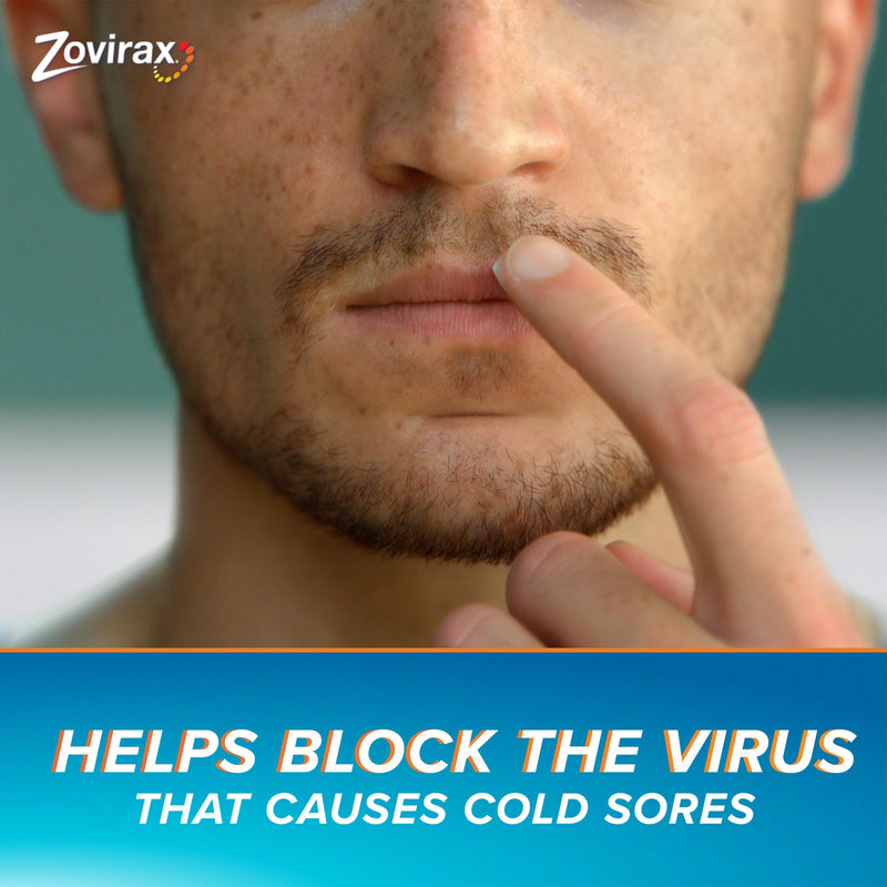 Zovirax Cold Sore Cream for Lips, with Aciclovir, Cold Sore Cream Treatment, Pain Relief, Pump 2g