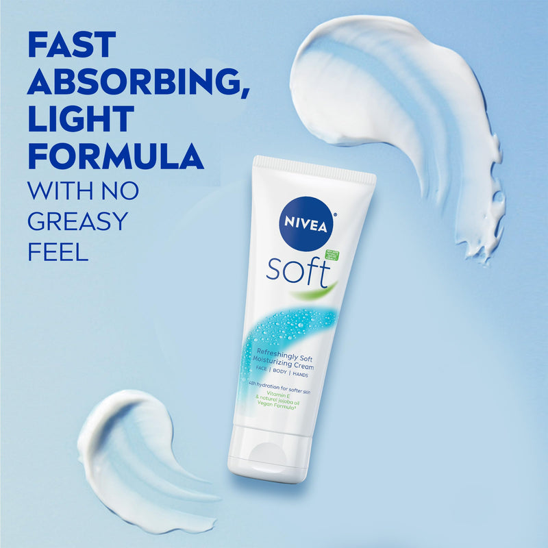 NIVEA Soft Refreshingly Soft Moisturizing Cream, Multipack, 3 x 2.6 OZ